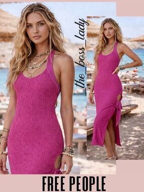 Free People Free-est midi dress side slit cutout stretchy Large